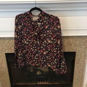 Black blouse with multi color flowers